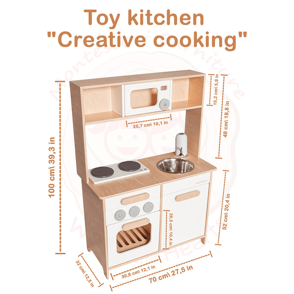 Montessori Wooden Play Kitchen für Kinder "Kreatives Kochen"