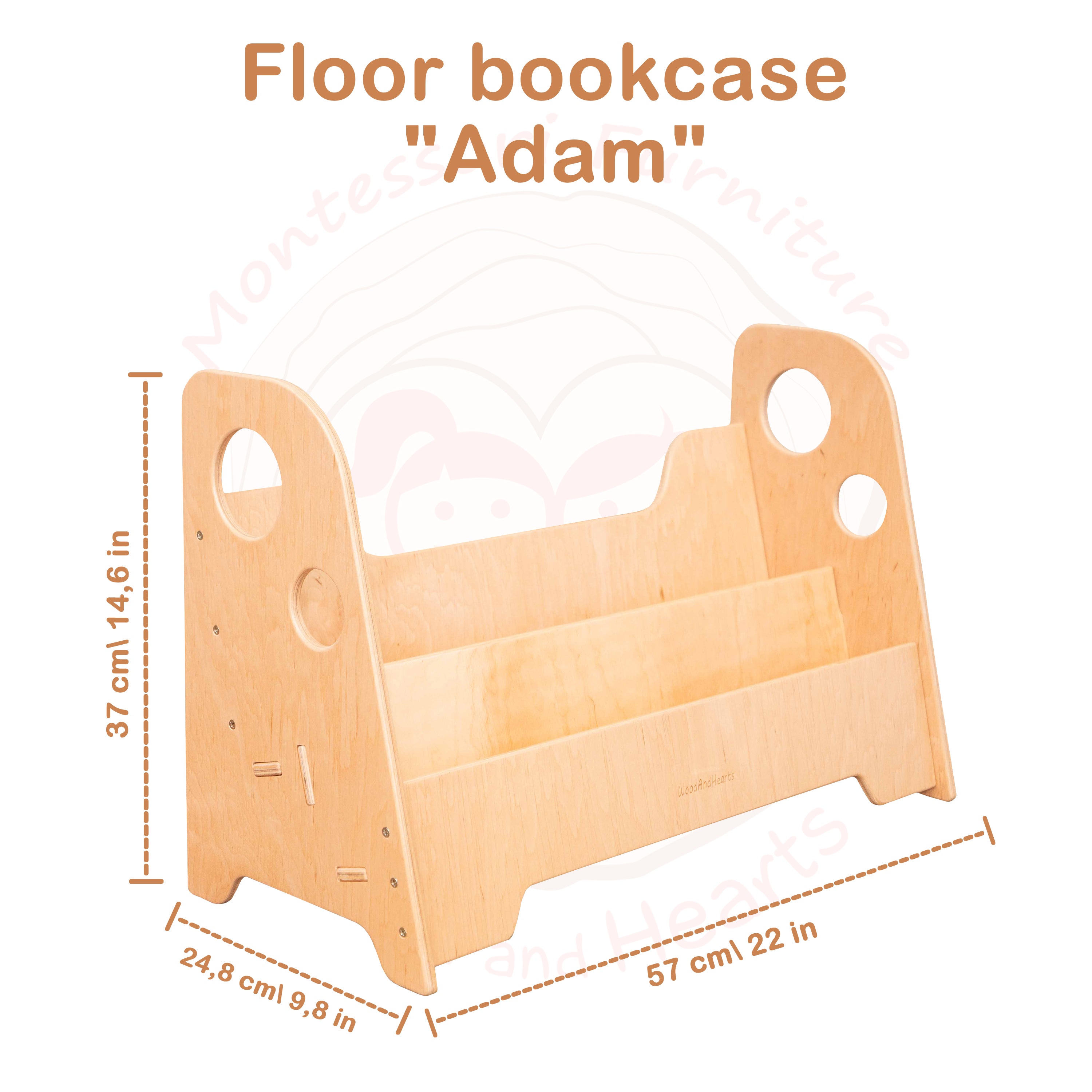 Wooden Montessori Shelf for Toddlers' Books Storage