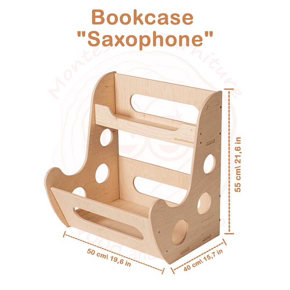 Montessori Kids Open Bookcase for Storage "Saxophone"