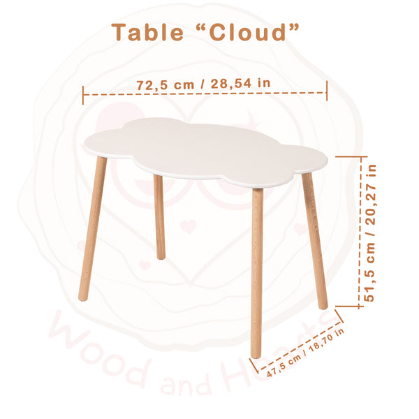 Montessori Wooden Desk "Clouds"